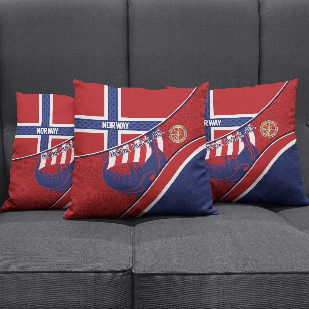Norway Football Pillow Cover Viking Ship Nordic Patterns
