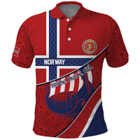 Custom Norway Football Polo Shirt Viking Ship Nordic Patterns