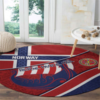 Norway Football Round Carpet Viking Ship Nordic Patterns