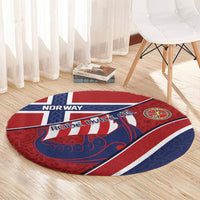 Norway Football Round Carpet Viking Ship Nordic Patterns