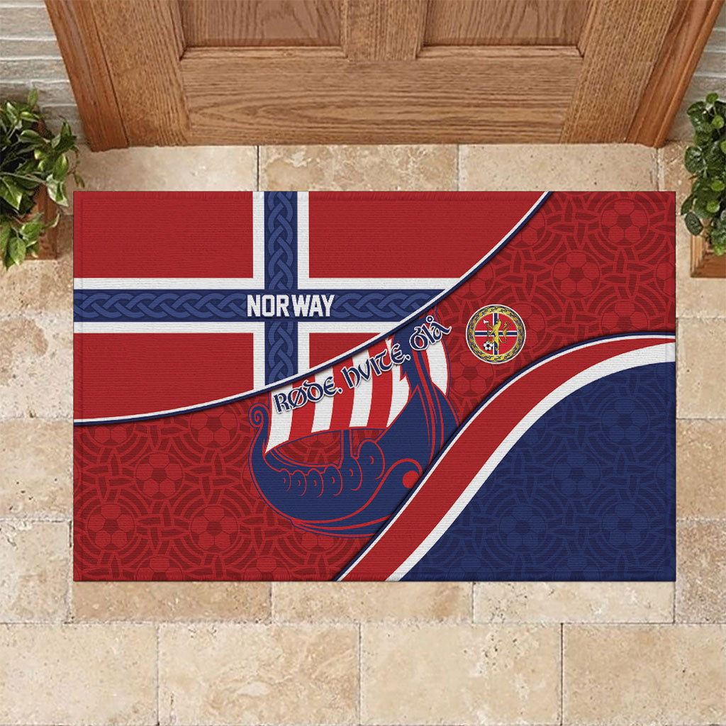 Norway Football Rubber Doormat Viking Ship Nordic Patterns