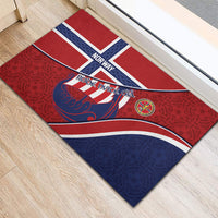 Norway Football Rubber Doormat Viking Ship Nordic Patterns