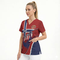 Custom Norway Football Scrub Top Viking Ship Nordic Patterns