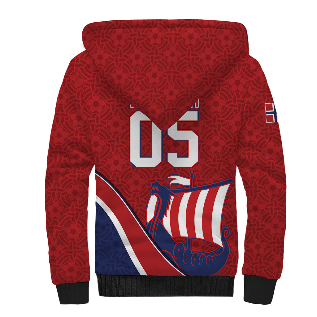 Custom Norway Football Sherpa Hoodie Viking Ship Nordic Patterns