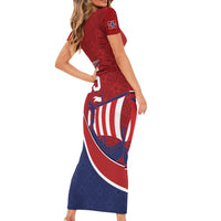 Custom Norway Football Short Sleeve Bodycon Dress Viking Ship Nordic Patterns