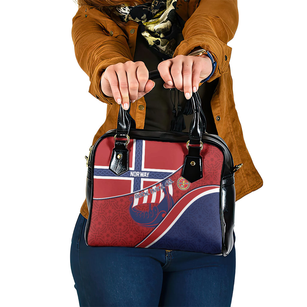 Norway Football Shoulder Handbag Viking Ship Nordic Patterns