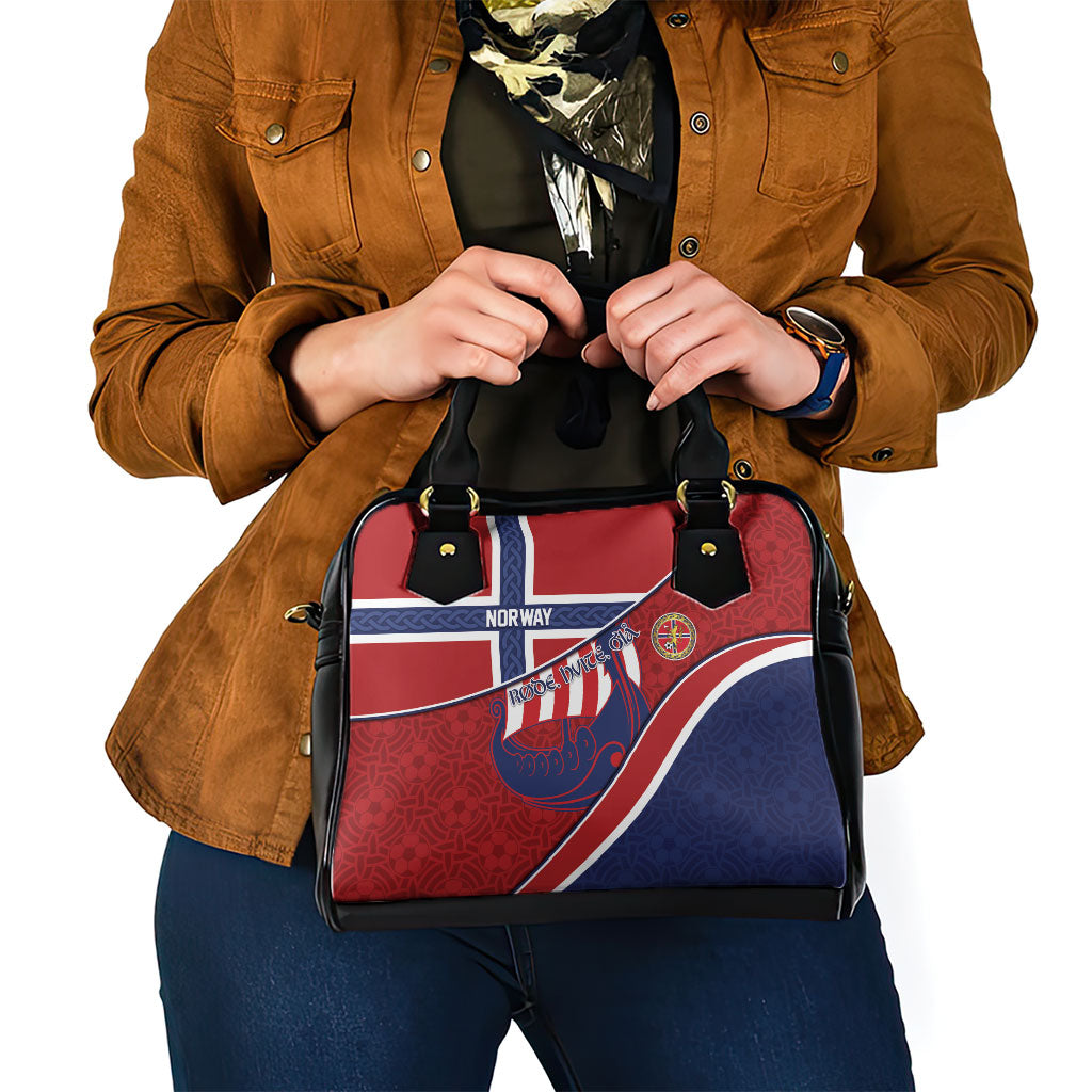 Norway Football Shoulder Handbag Viking Ship Nordic Patterns