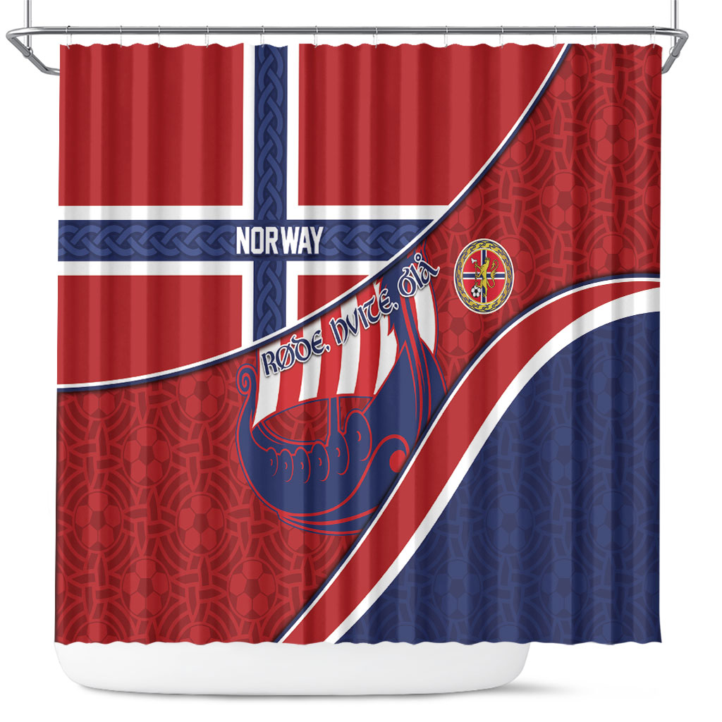 Norway Football Shower Curtain Viking Ship Nordic Patterns