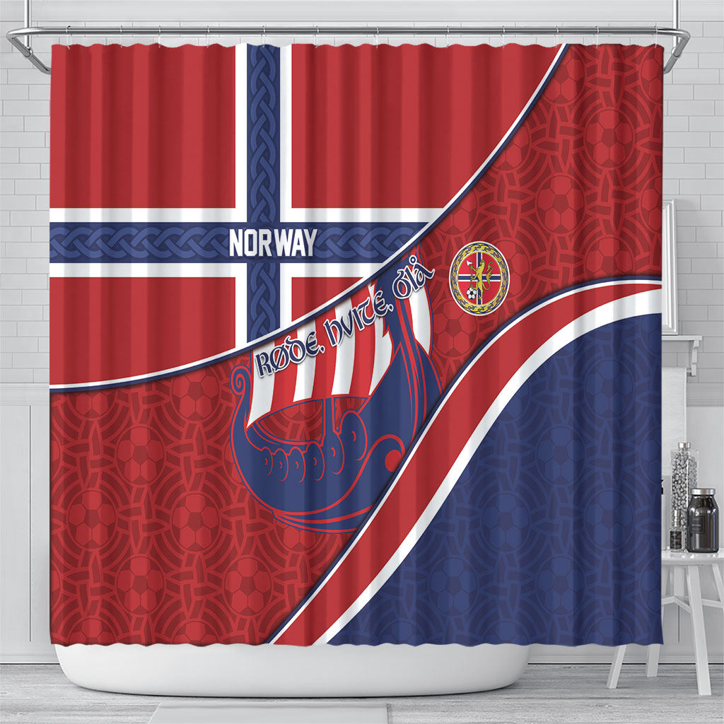 Norway Football Shower Curtain Viking Ship Nordic Patterns