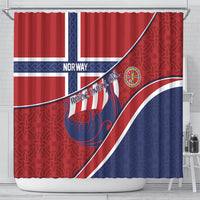 Norway Football Shower Curtain Viking Ship Nordic Patterns
