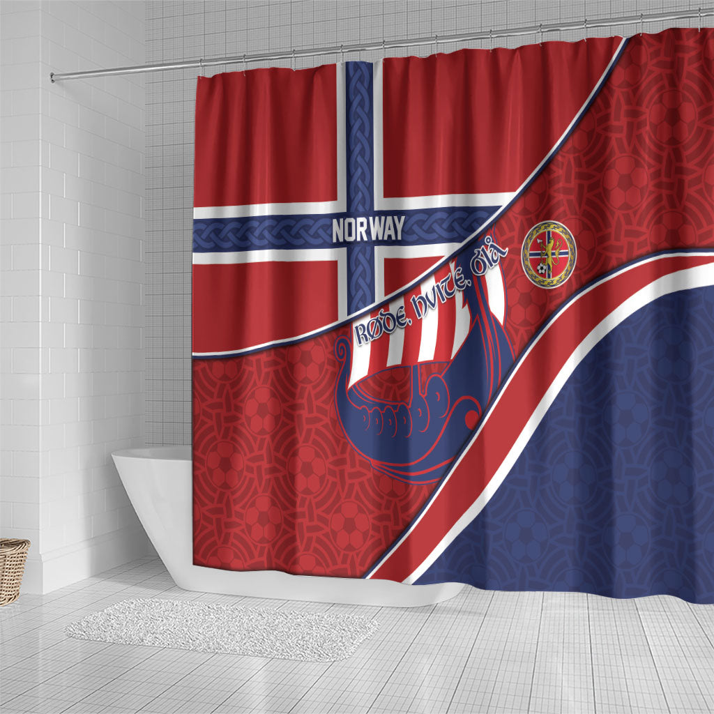 Norway Football Shower Curtain Viking Ship Nordic Patterns