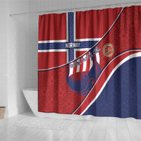 Norway Football Shower Curtain Viking Ship Nordic Patterns
