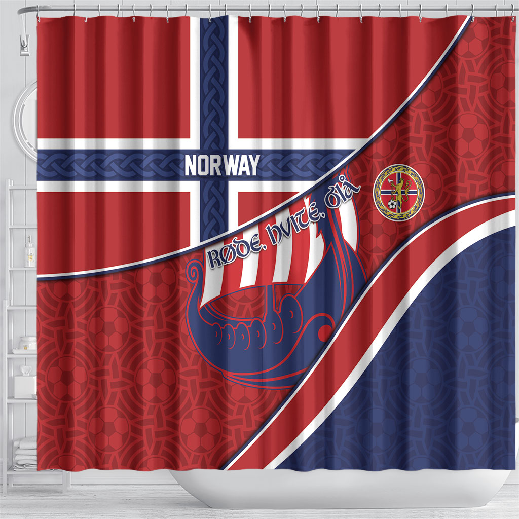 Norway Football Shower Curtain Viking Ship Nordic Patterns