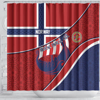 Norway Football Shower Curtain Viking Ship Nordic Patterns