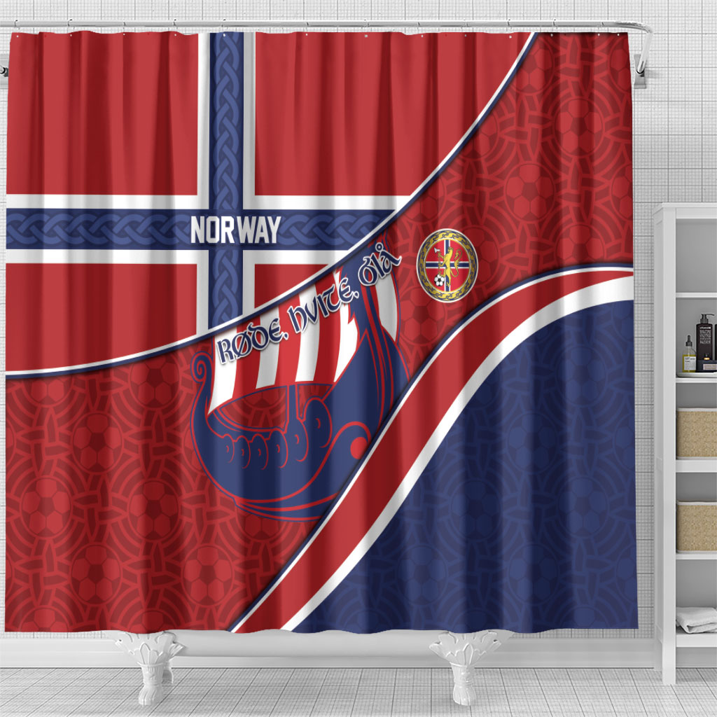 Norway Football Shower Curtain Viking Ship Nordic Patterns