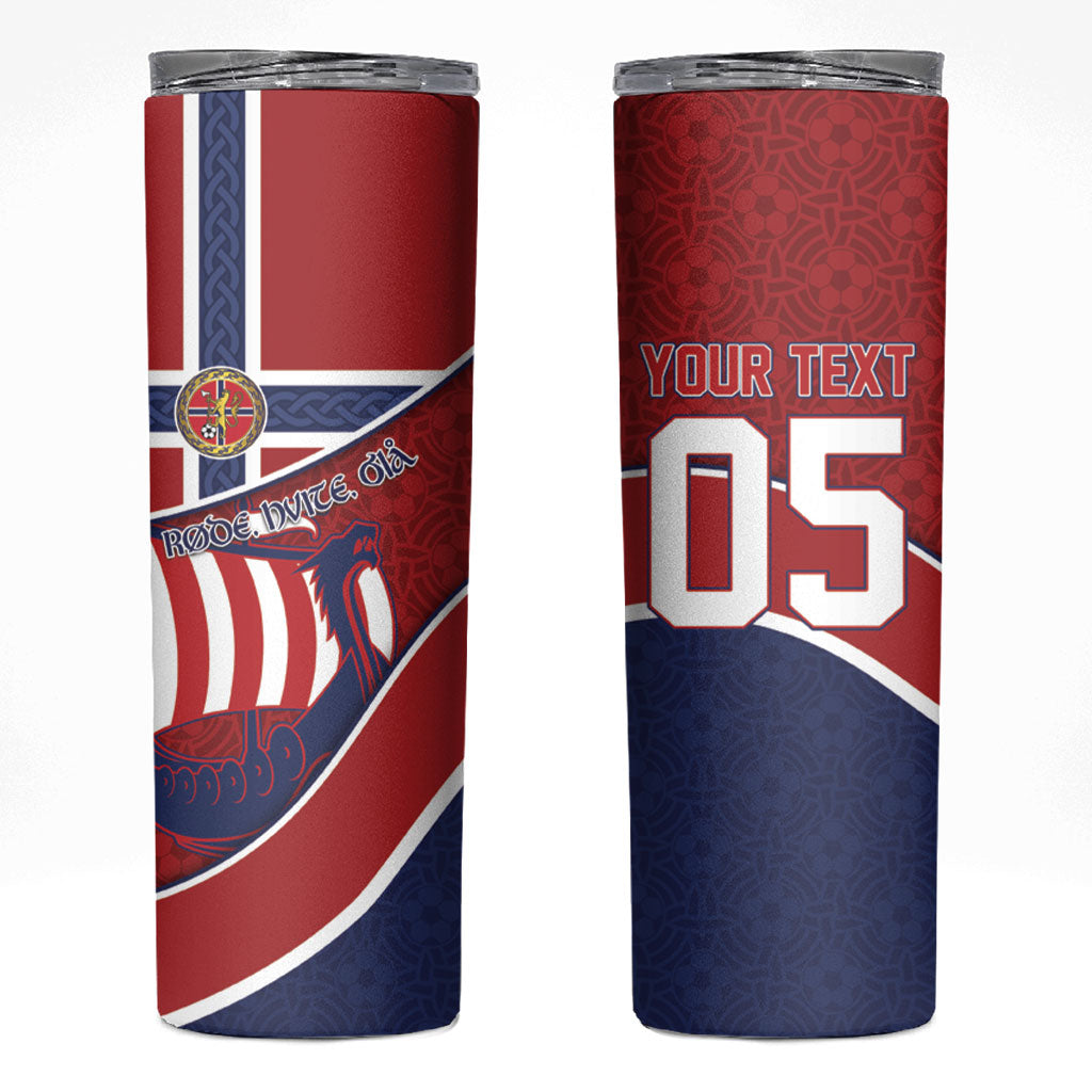 Custom Norway Football Skinny Tumbler Viking Ship Nordic Patterns