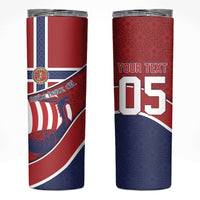 Custom Norway Football Skinny Tumbler Viking Ship Nordic Patterns