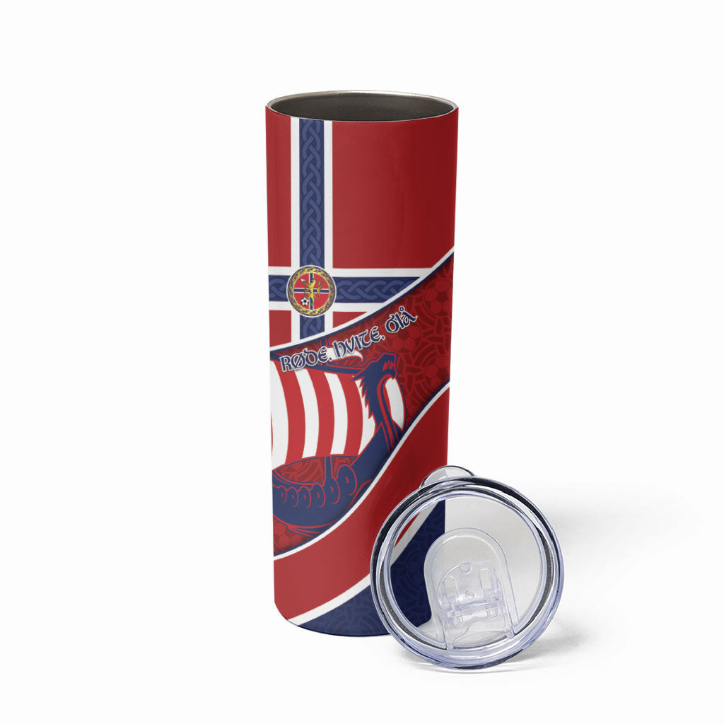 Custom Norway Football Skinny Tumbler Viking Ship Nordic Patterns