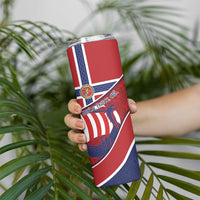 Custom Norway Football Skinny Tumbler Viking Ship Nordic Patterns