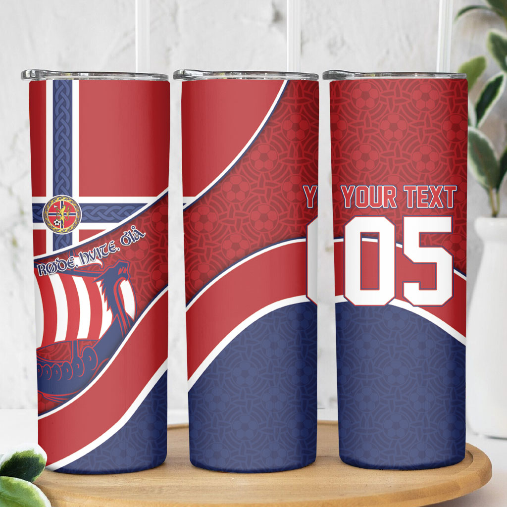 Custom Norway Football Skinny Tumbler Viking Ship Nordic Patterns