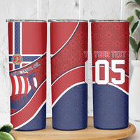 Custom Norway Football Skinny Tumbler Viking Ship Nordic Patterns