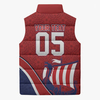 Custom Norway Football Sleeveless Puffer Jacket Viking Ship Nordic Patterns