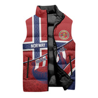 Custom Norway Football Sleeveless Puffer Jacket Viking Ship Nordic Patterns
