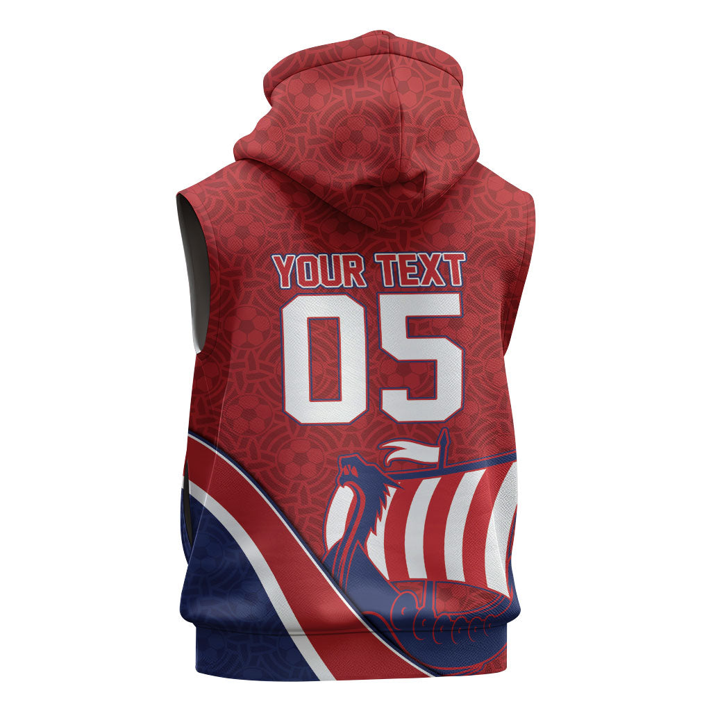 Custom Norway Football Sleeveless Zip Hoodie Viking Ship Nordic Patterns
