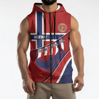 Custom Norway Football Sleeveless Zip Hoodie Viking Ship Nordic Patterns