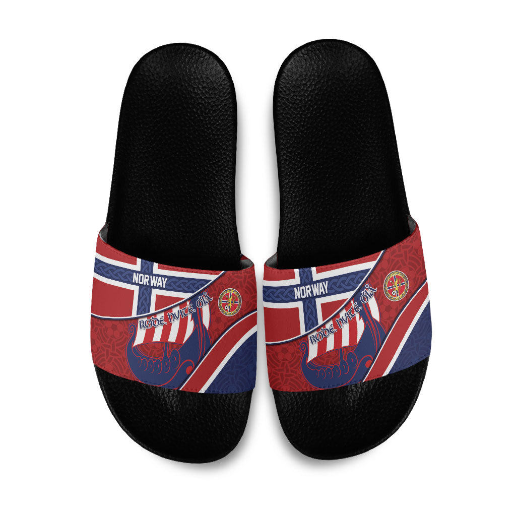 Norway Football Slide Sandals Viking Ship Nordic Patterns