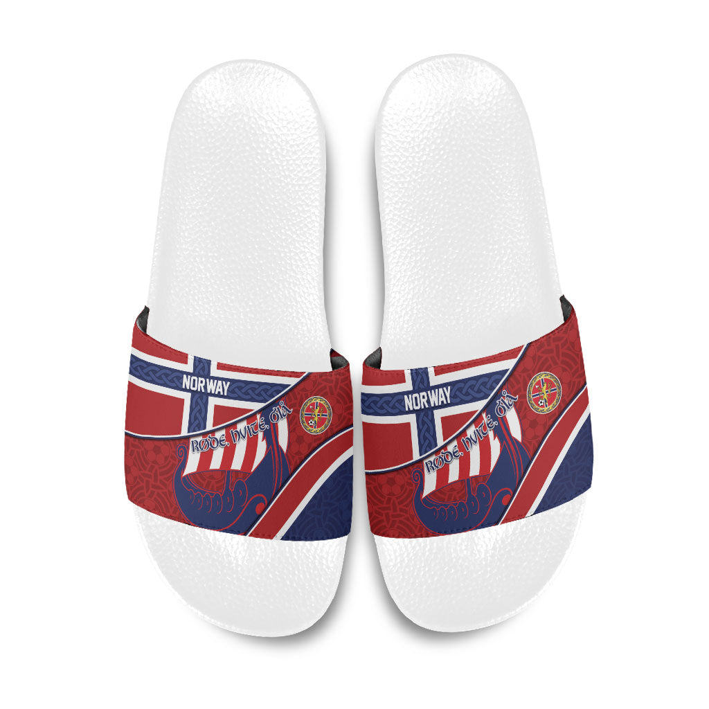 Norway Football Slide Sandals Viking Ship Nordic Patterns