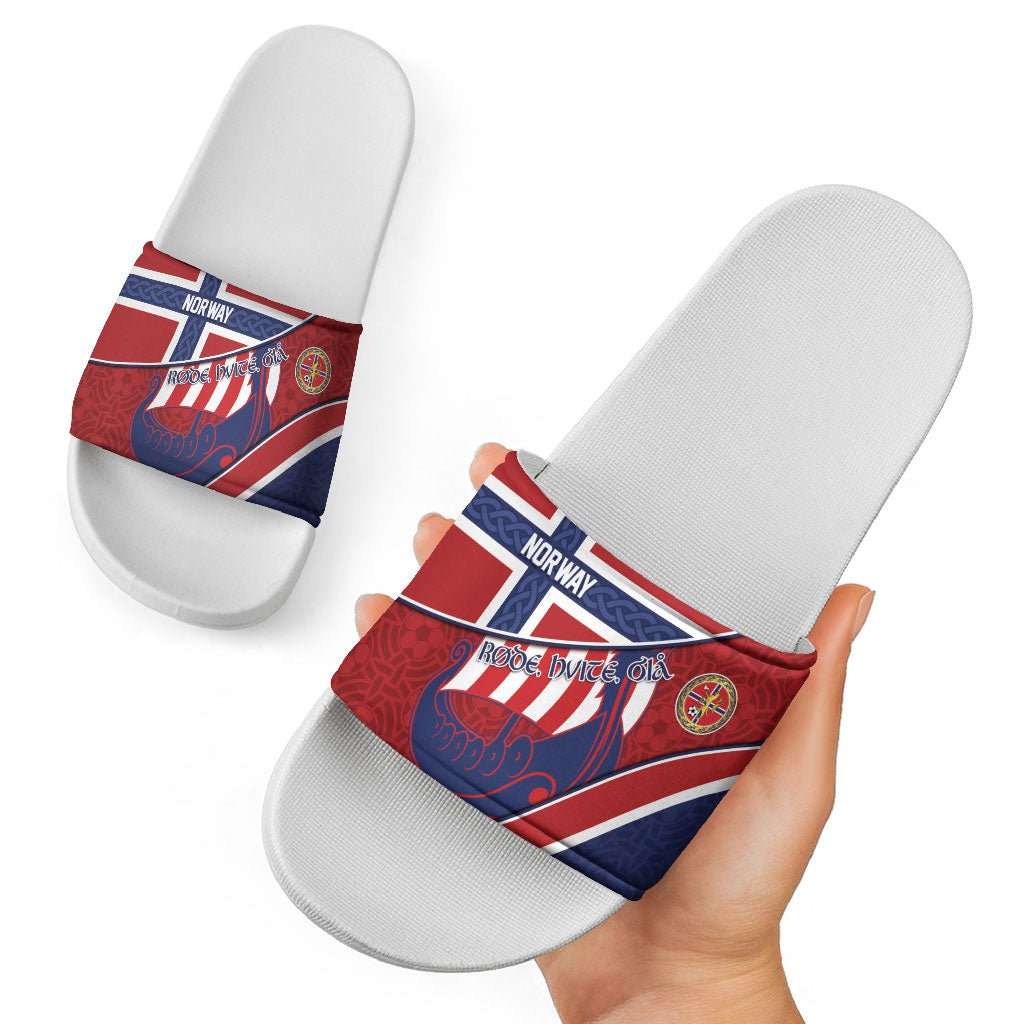 Norway Football Slide Sandals Viking Ship Nordic Patterns