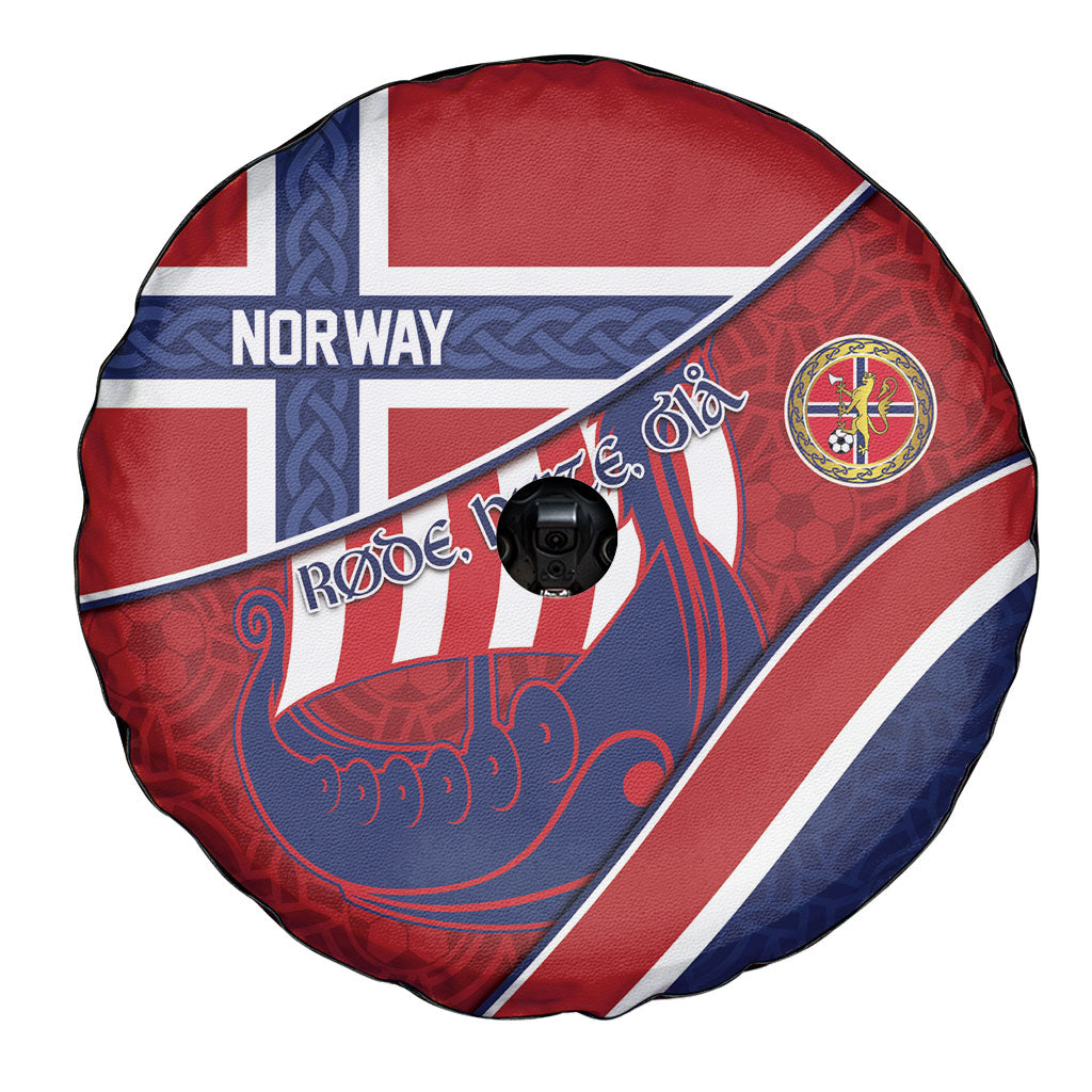 Norway Football Spare Tire Cover Viking Ship Nordic Patterns