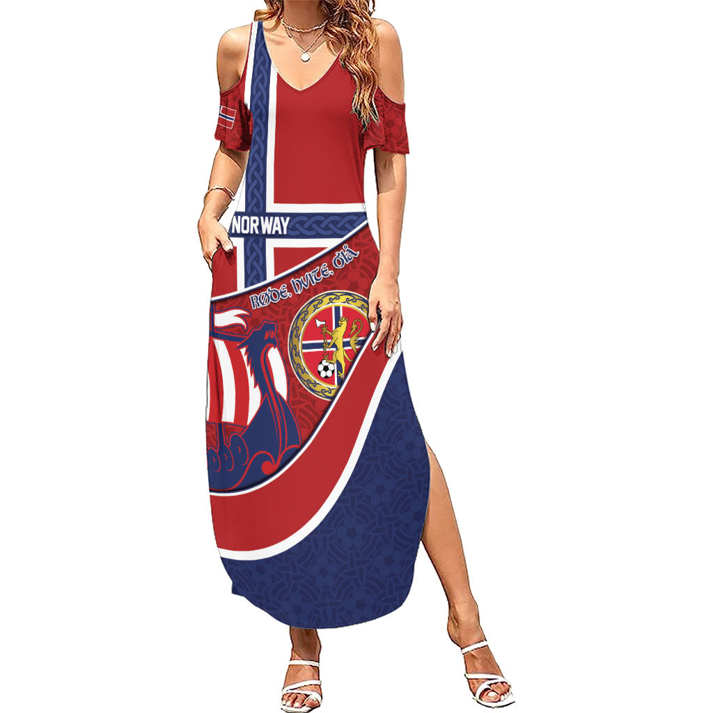 Custom Norway Football Summer Maxi Dress Viking Ship Nordic Patterns