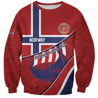 Custom Norway Football Sweatshirt Viking Ship Nordic Patterns