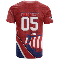 Custom Norway Football T Shirt Viking Ship Nordic Patterns