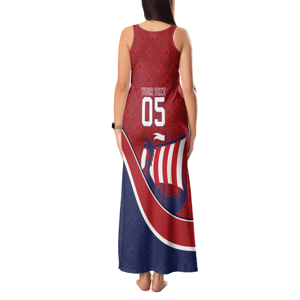 Custom Norway Football Tank Maxi Dress Viking Ship Nordic Patterns