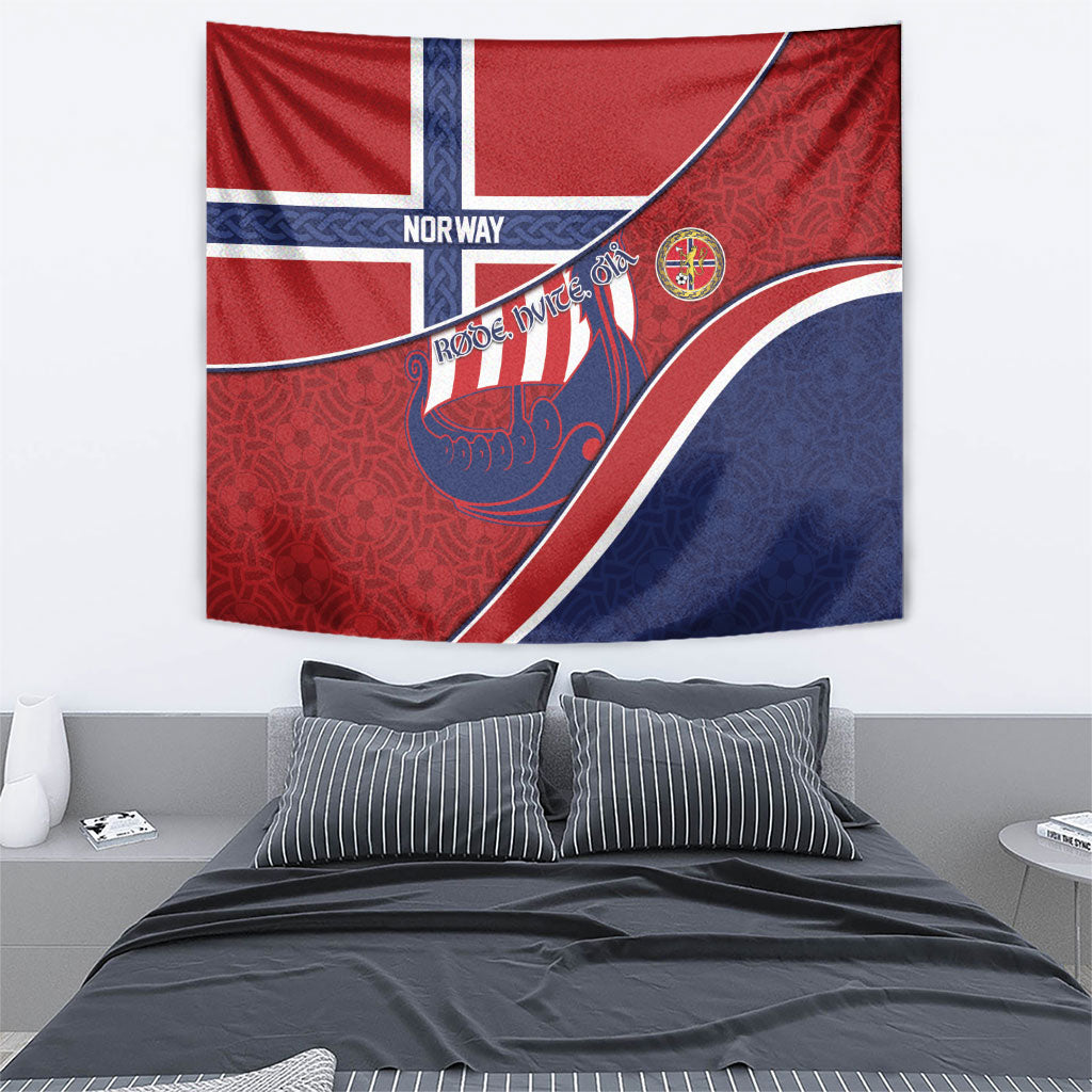 Norway Football Tapestry Viking Ship Nordic Patterns