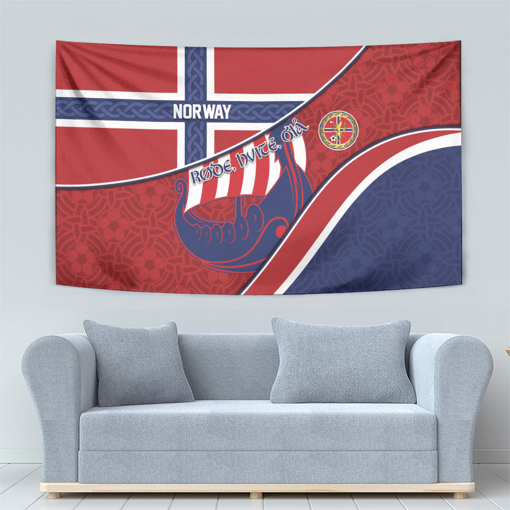 Norway Football Tapestry Viking Ship Nordic Patterns