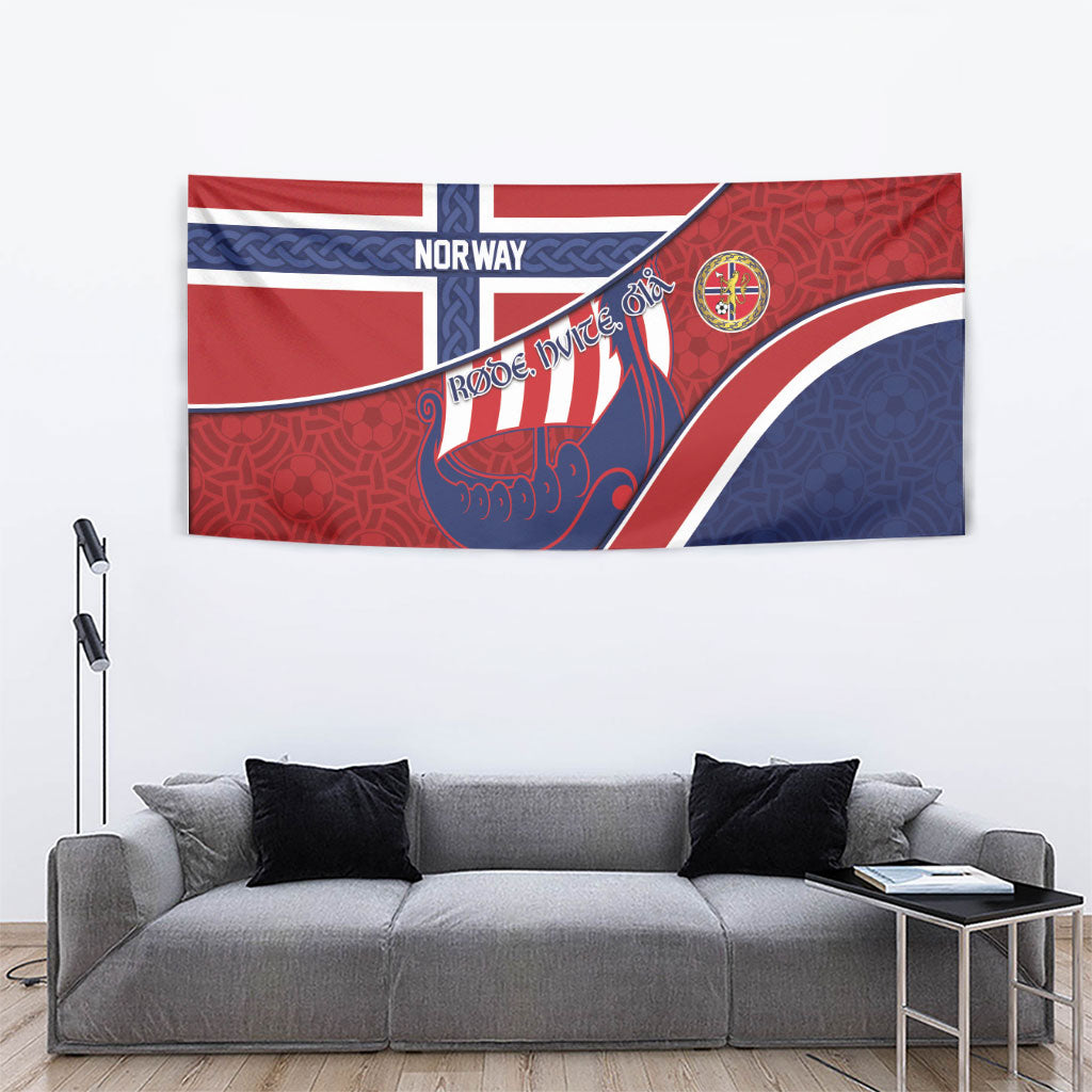 Norway Football Tapestry Viking Ship Nordic Patterns