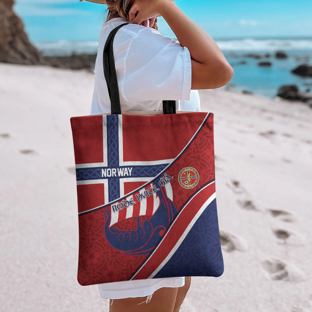 Norway Football Tote Bag Viking Ship Nordic Patterns