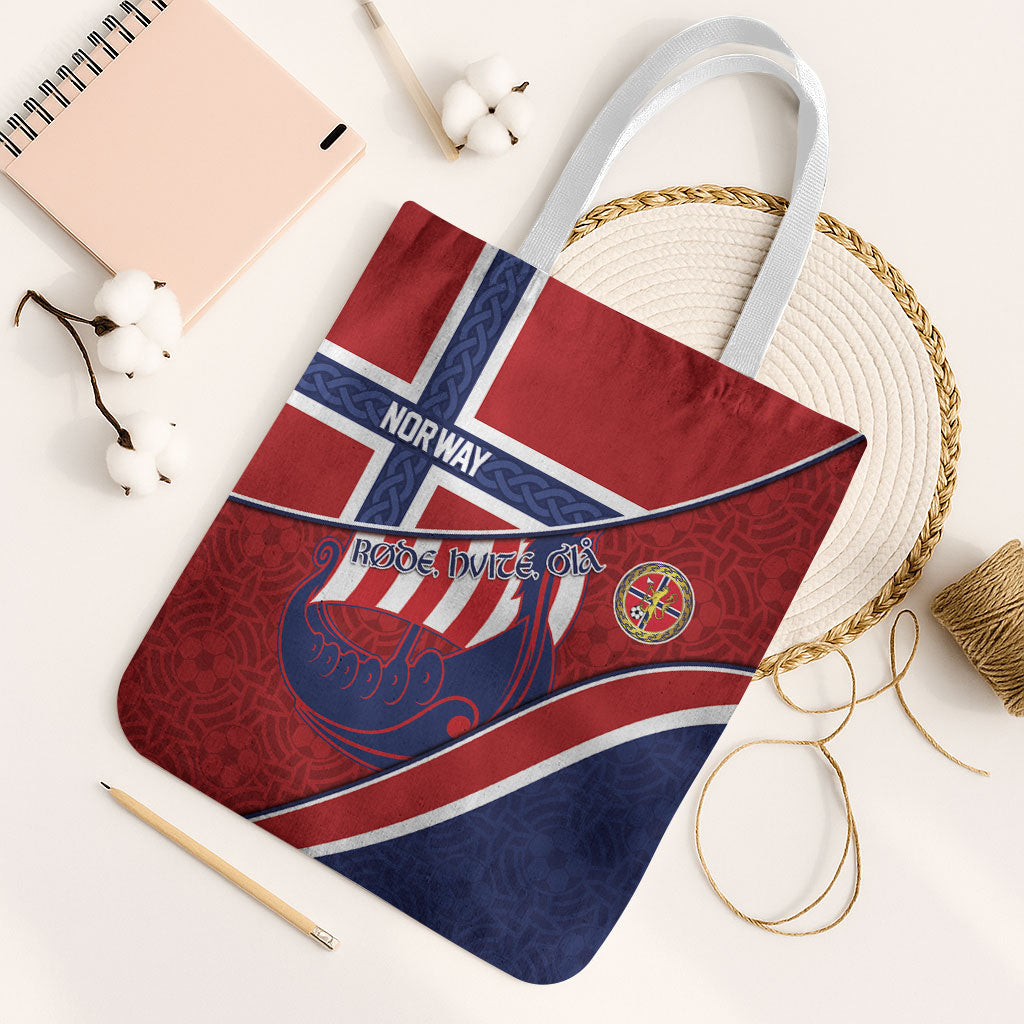 Norway Football Tote Bag Viking Ship Nordic Patterns