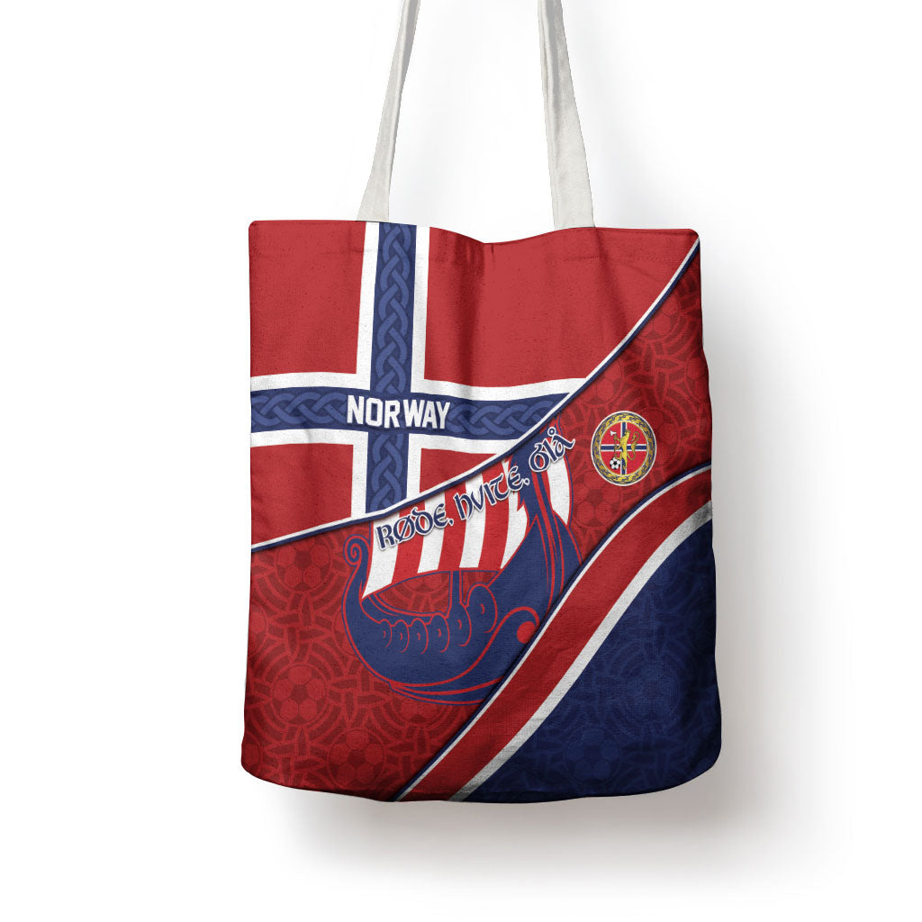 Norway Football Tote Bag Viking Ship Nordic Patterns