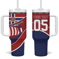 Custom Norway Football Tumbler With Handle Viking Ship Nordic Patterns