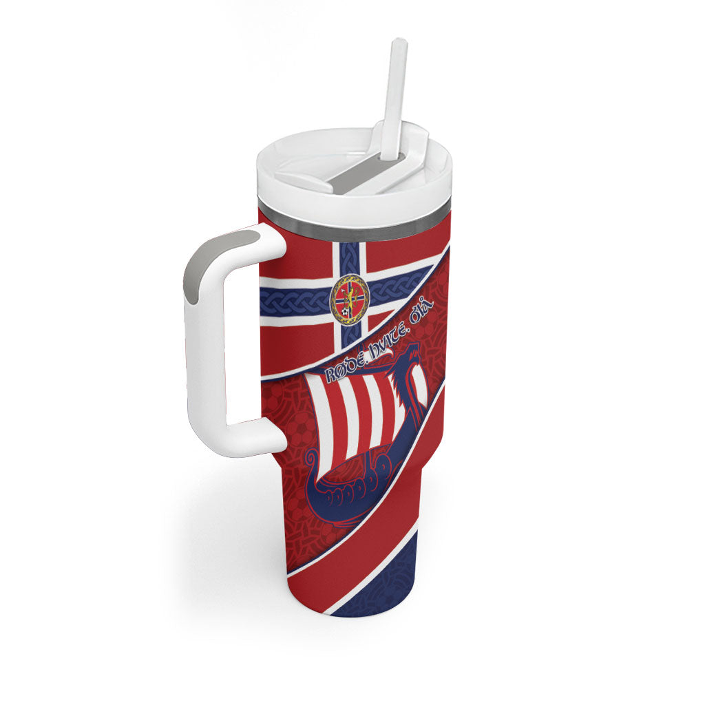 Custom Norway Football Tumbler With Handle Viking Ship Nordic Patterns