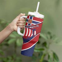 Custom Norway Football Tumbler With Handle Viking Ship Nordic Patterns