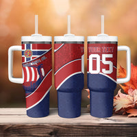 Custom Norway Football Tumbler With Handle Viking Ship Nordic Patterns