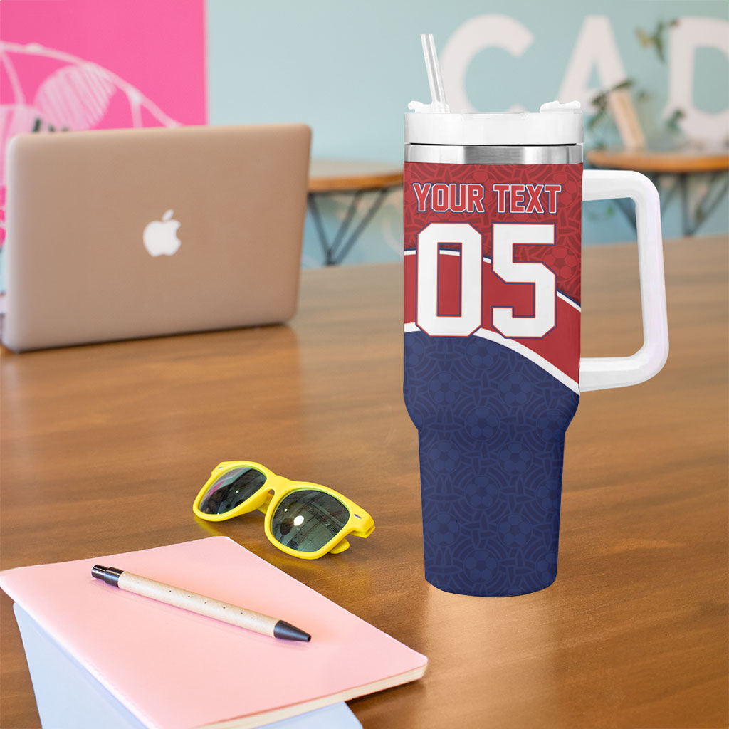 Custom Norway Football Tumbler With Handle Viking Ship Nordic Patterns