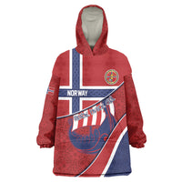 Custom Norway Football Wearable Blanket Hoodie Viking Ship Nordic Patterns