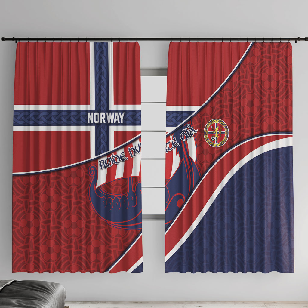 Norway Football Window Curtain Viking Ship Nordic Patterns